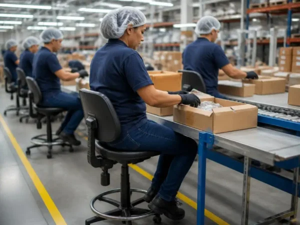 Asientos industriales para líneas de empaque y ergonomía