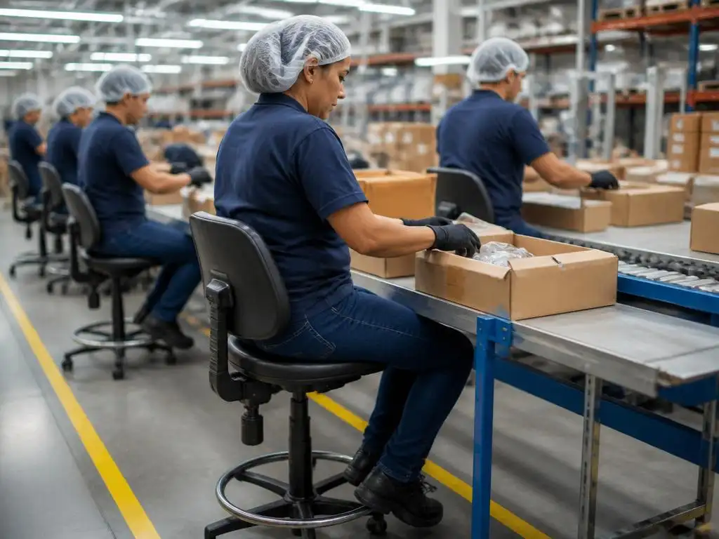 Asientos industriales para líneas de empaque y ergonomía