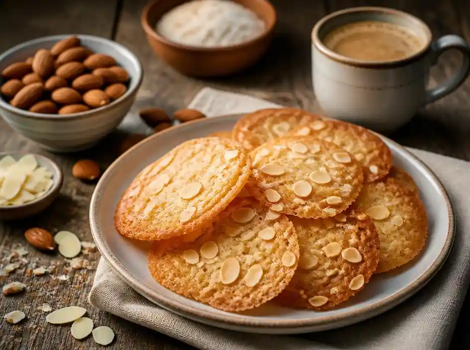 Receta tradicional para saber como hacer tejas de almendras crujientes